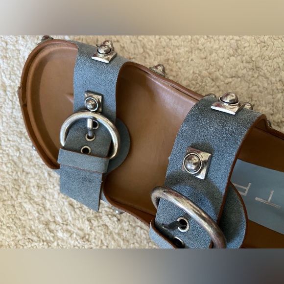 Etro Crown Me Sandals Blue Suede with Silver Studs Brand New With Box 38 - 8 - Picture 8 of 10